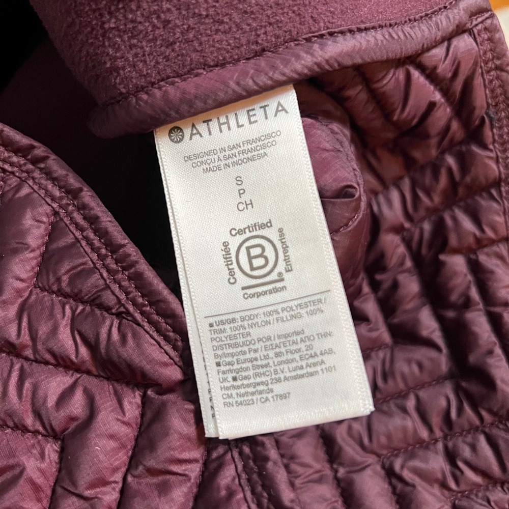 Athleta Cozy Sherpa Snap‎ Sweatshirt Oversized 466888 Maroon Women's Size Small - Picture 10 of 11
